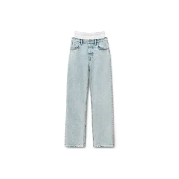 Alexander Wang Denim Trousers Women's Pebbled Bleached White