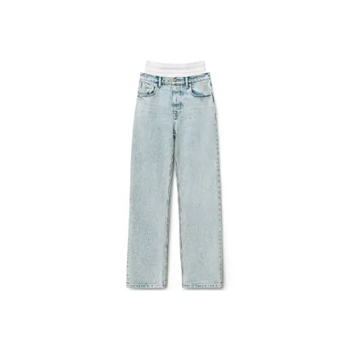 Alexander Wang Denim Trousers Women's Pebbled Bleached White