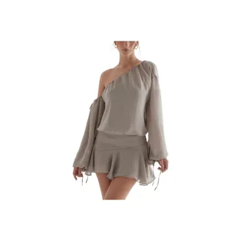 HOUSE OF CB Wilhelmina Off Shoulder Dress Long Sleeved Dress Women's Ash Green/Gray Green
