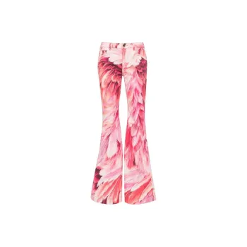 Roberto Cavalli Plumage print Flared Jeans