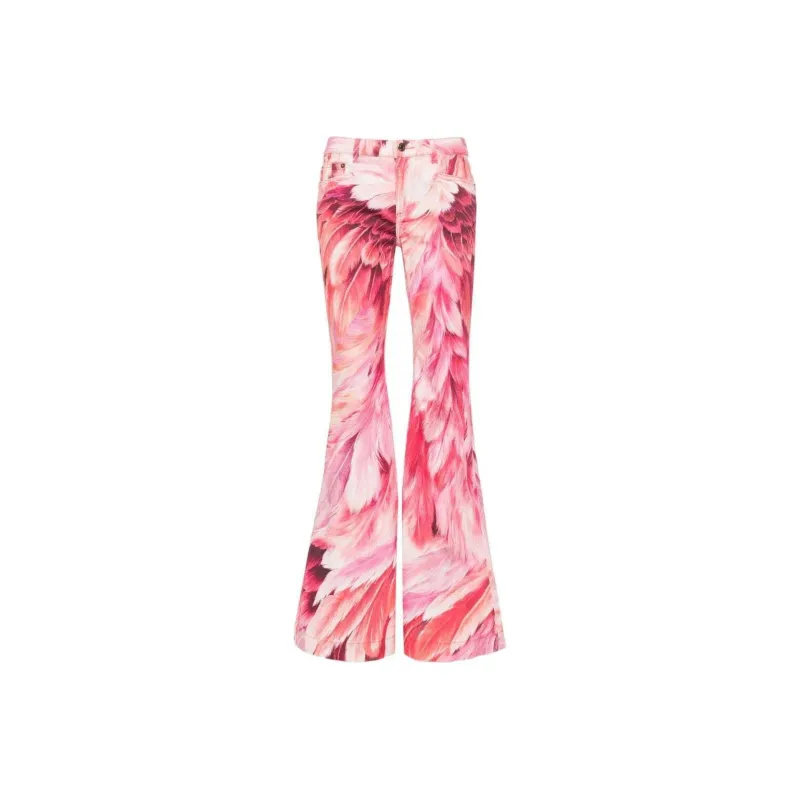 Roberto Cavalli Plumage print Flared Jeans-0