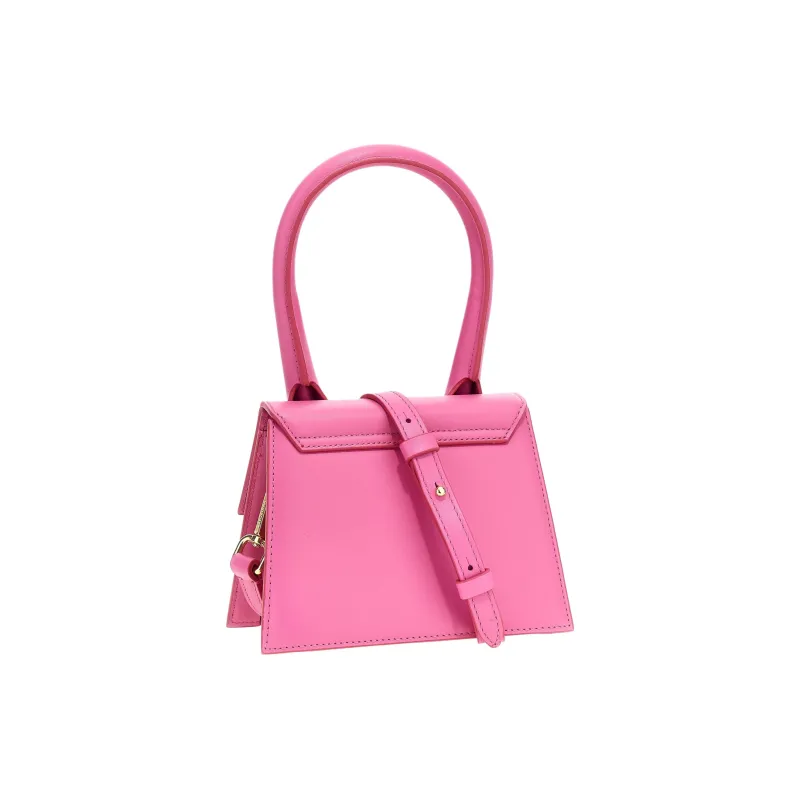 Jacquemus Le Chiquito Buffalo Leather One Shoulder Handbag Medium Size Women's Pink-1