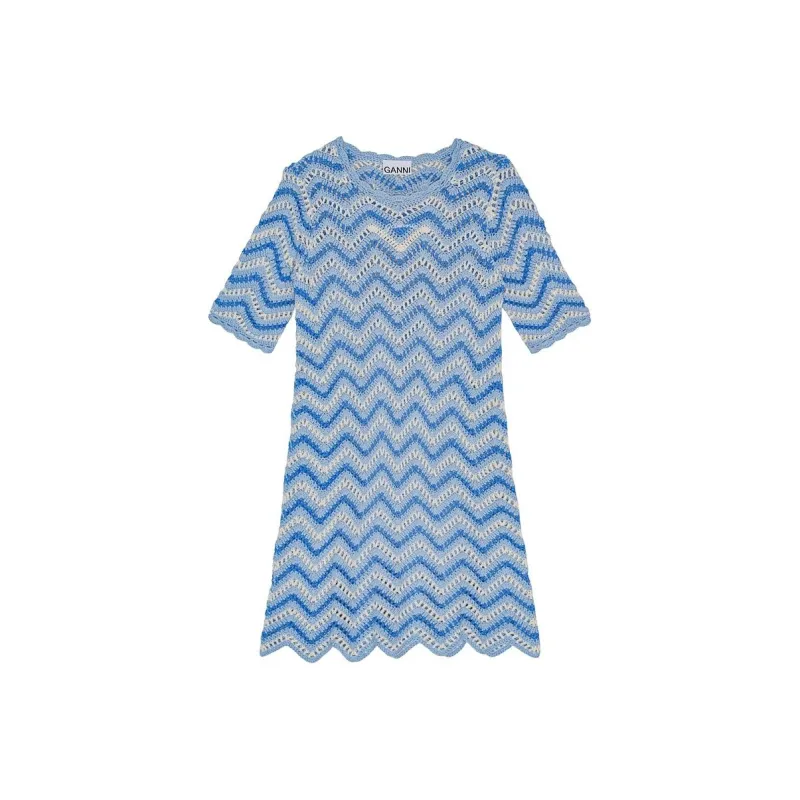 GANNI SS24 Short Sleeved Dress Women's Heather Color-0
