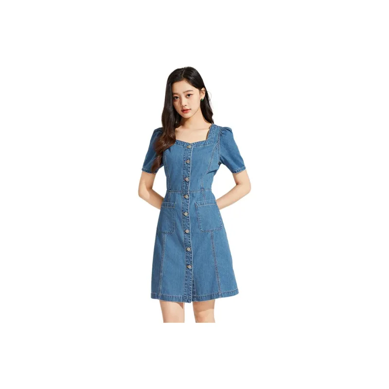 Hotwind Short Sleeved Dress Women's Blue-0