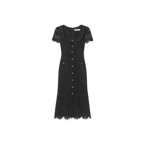 Self portrait Floral macramé Belted Midi Dress