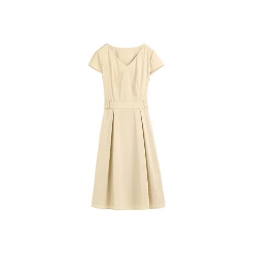 Hang Yi Court SS24 Short Sleeved Dress Women's Khaki