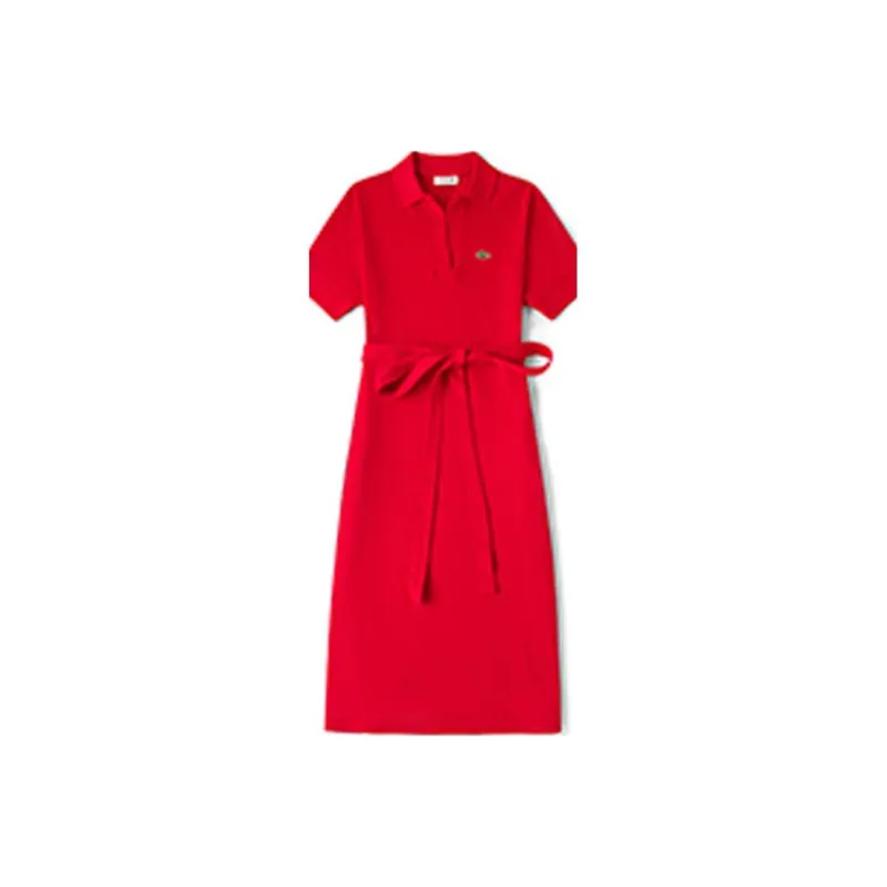 LACOSTE Short Sleeved Dresses Women's Red-0