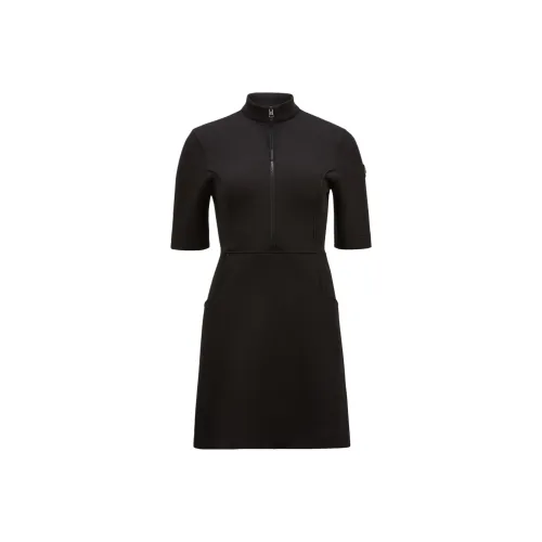 Moncler Year Of The Snake Patch Neoprene Mini Dress Black