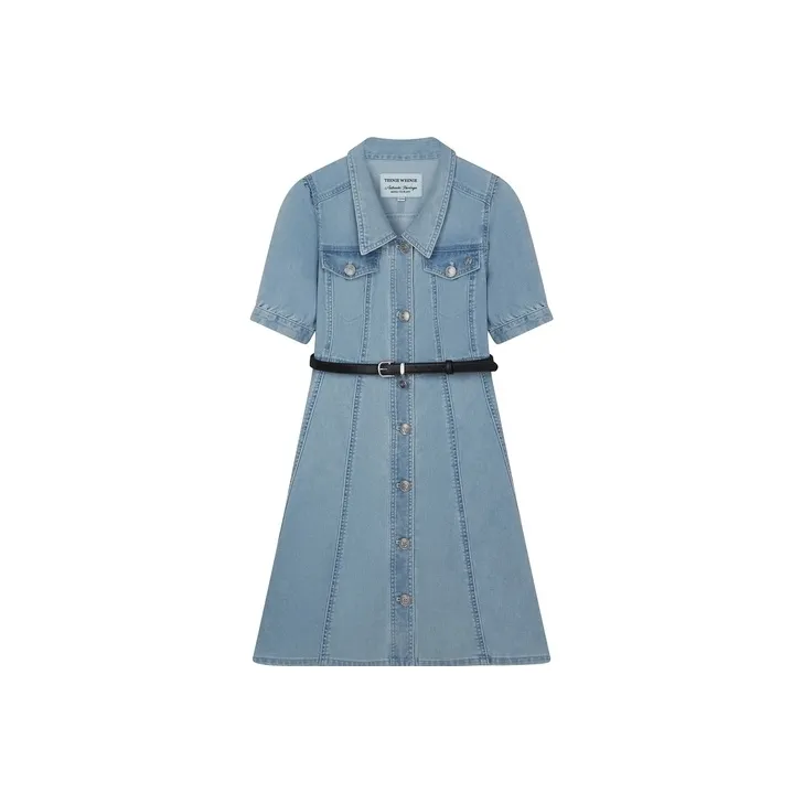 Teenie Weenie Short Sleeved Dress Women's Light Blue-0