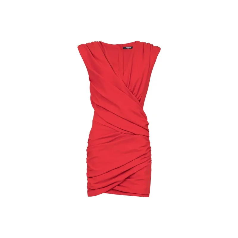 BALMAIN Sleeveless Dresses Women's Red-0