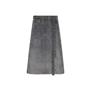 DIESEL Denim Long Skirts Women's Gray