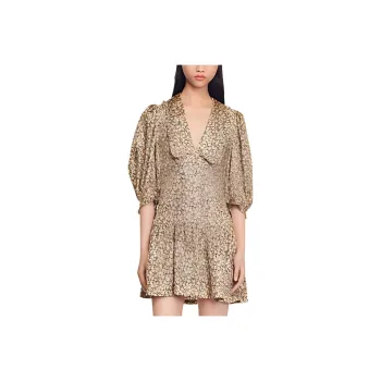 Sandro Long Sleeved Dresses Women's Beige Yellow
