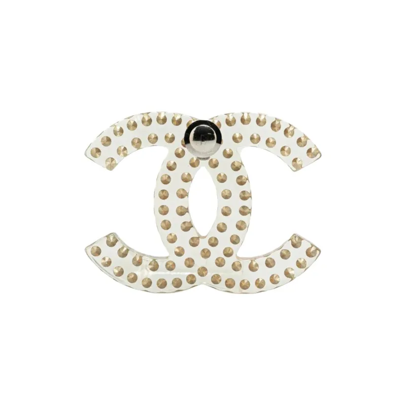 CHANEL 2018 Large Resin Cc Crystal Transparent Brooch Costume Brooch-1
