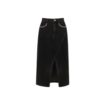 TAMMY TANGS Denim Long Skirts Women's Denim Black