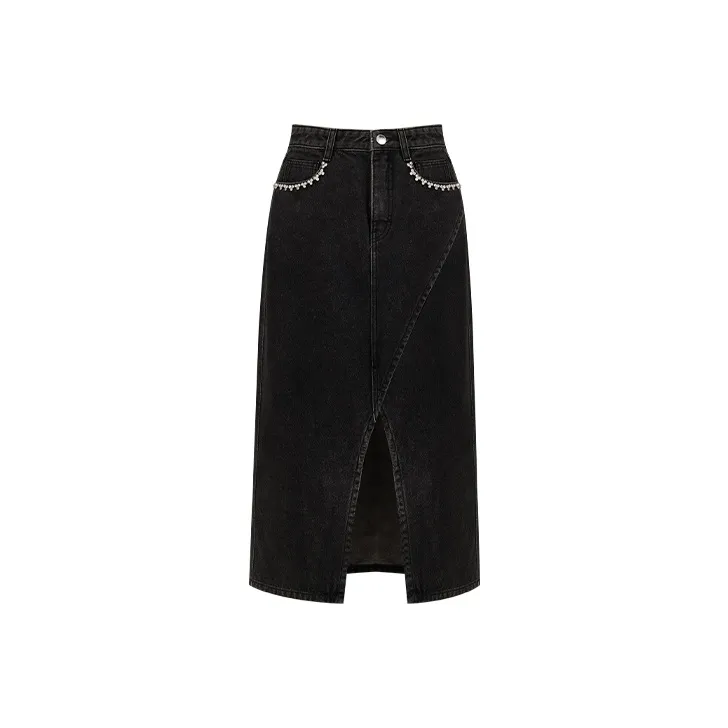 TAMMY TANGS Denim Long Skirts Women's Denim Black-0