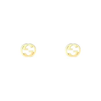 GUCCI 18K Gold Stud Earrings Unisex Gold