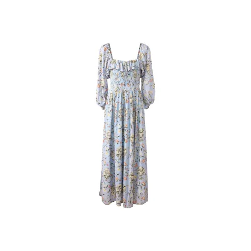 YESWOMEN Short-Sleeved Dresses Women's Hidden Compartment Blue Flower
