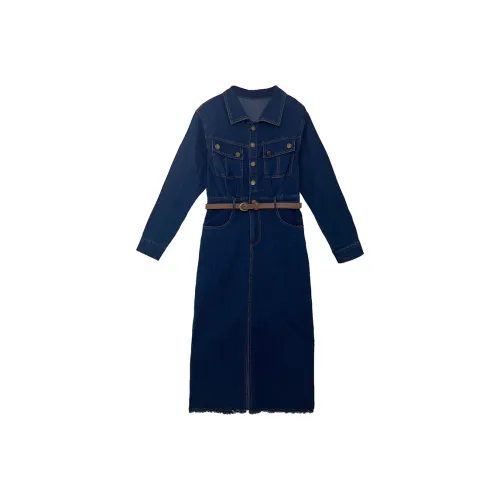 Icicofficial Long-Sleeved Dresses Women's Blue