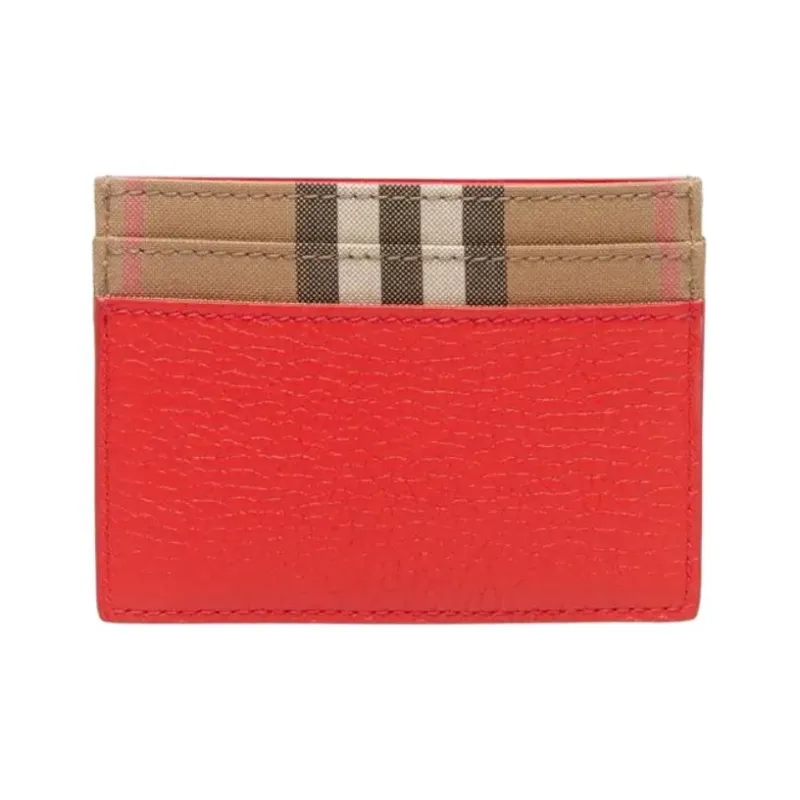 Burberry Calfskin Card Holder Men's Red & Brown-1