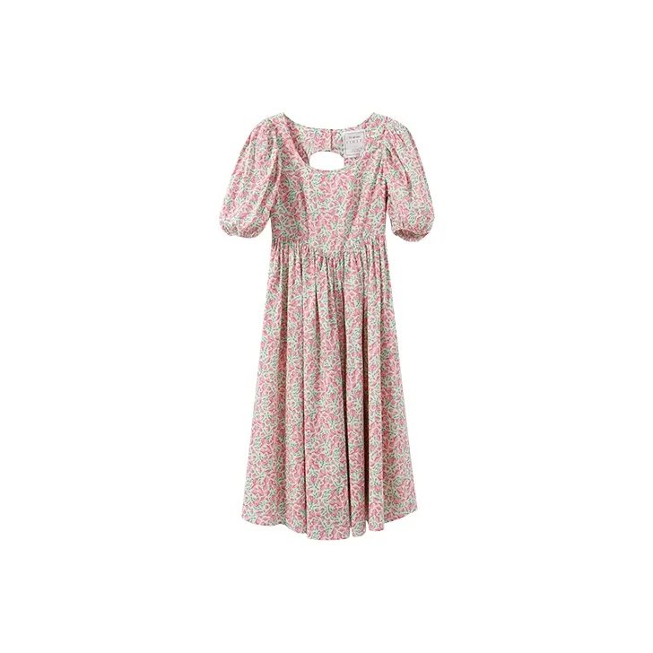 YUMOMO STAR Short Sleeved Dresses Women's Pink Floral-0