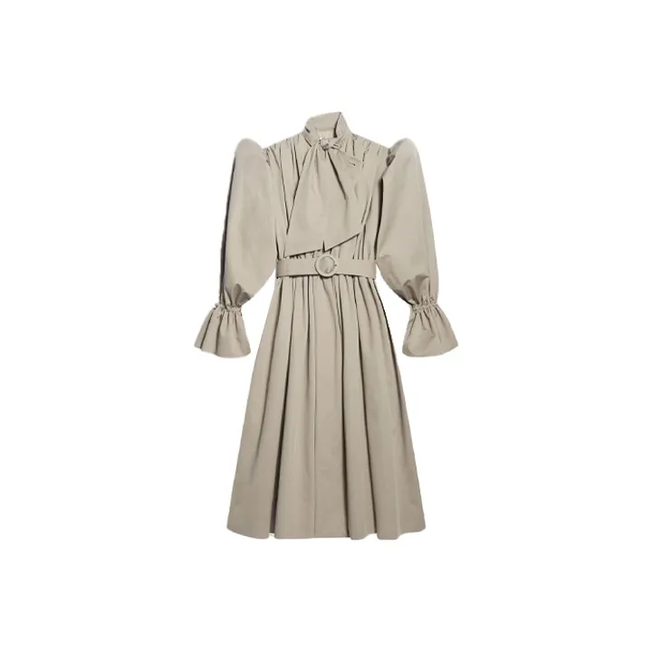 Balenciaga Long-Sleeved Dresses Women's Beige-0