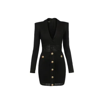 BALMAIN Long-Sleeved Dresses Women's Black