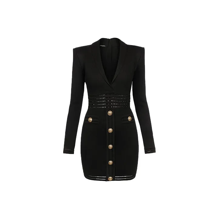BALMAIN Long-Sleeved Dresses Women's Black-0
