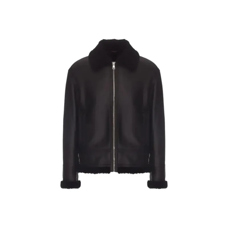 GUCCI Leather Jacket Men's Black-0
