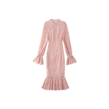 JINYE ORIENTAL Fishtail Dress Rouge Pink