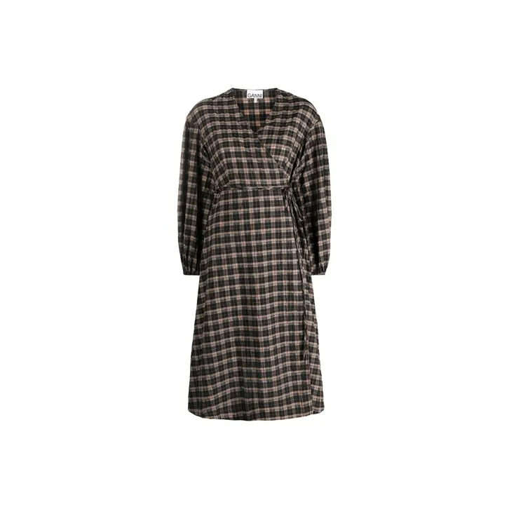 GANNI Long-Sleeved Dresses Women's Brown-0