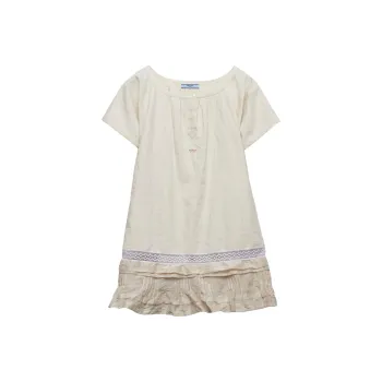 PRADA Embroidere logo Linen Dress