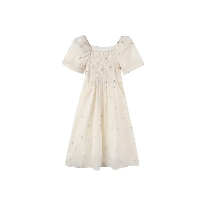 Adeworn Short Sleeved Dress Women's White-0