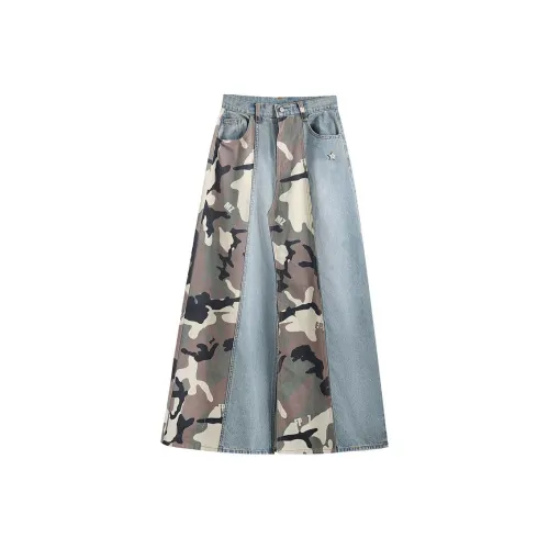 ANDN Denim Long Skirt Women's Camouflage