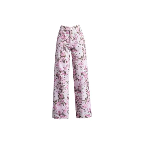 You Cow Me Pants Jeans Women's Pink Print