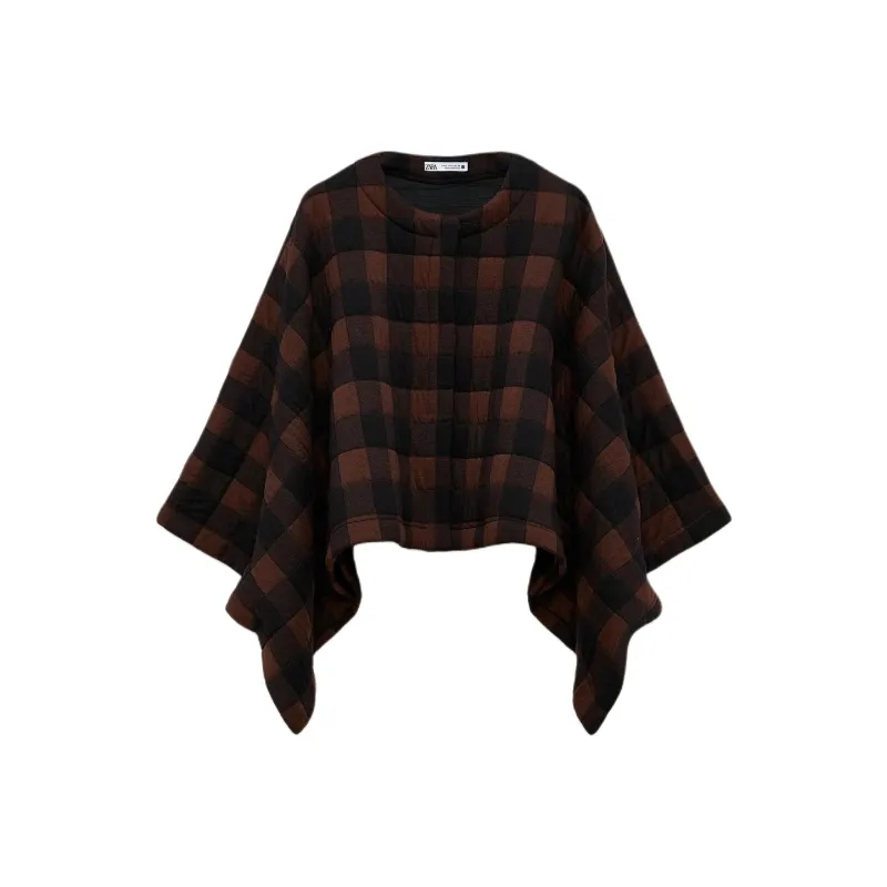 ZARA Puffer Jacket Women's Black/Brown-0