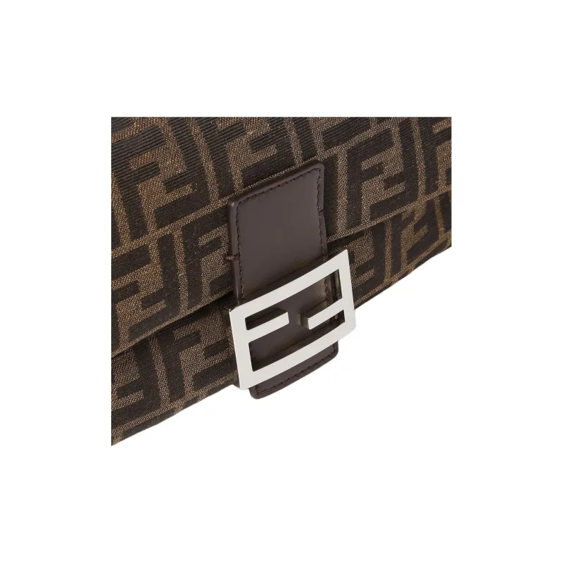 FENDI Baguette Jacquard Fabric Shoulder Bag, Crossbody Bag, Handbag Medium Size Women's Brown-5