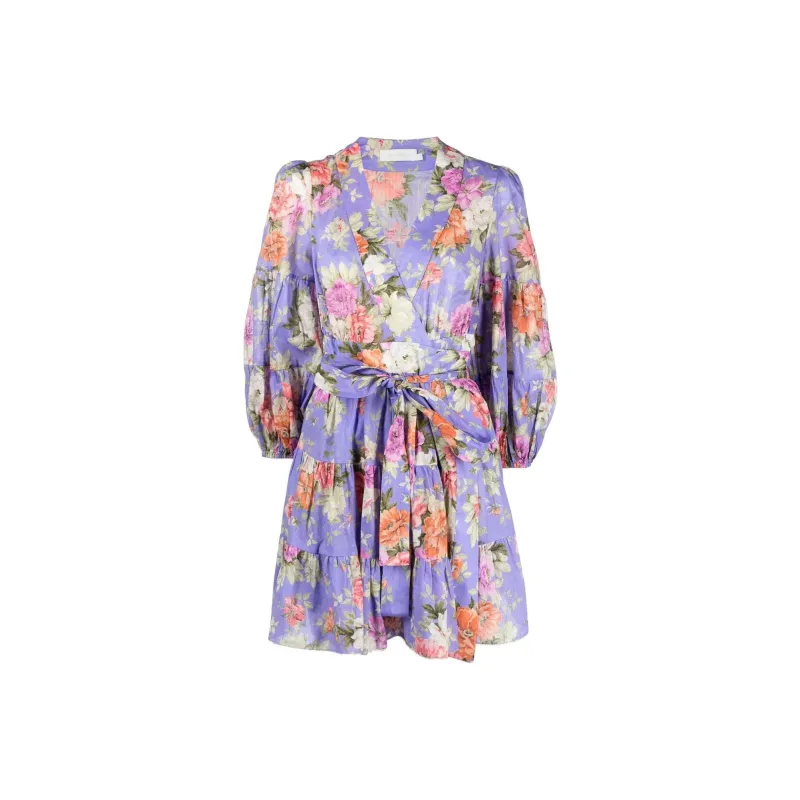Zimmermann SS22 Long Sleeved Dress Women's Purple-0