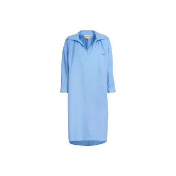 MARNI Logo Embroidered V Neck Long Sleeved Dress