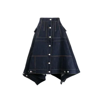 Alexander McQueen Denim Long Skirts Women's Blue