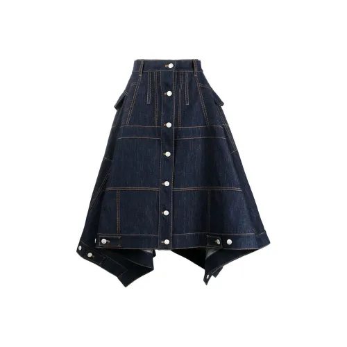 Alexander McQueen Denim Long Skirts Women's Blue