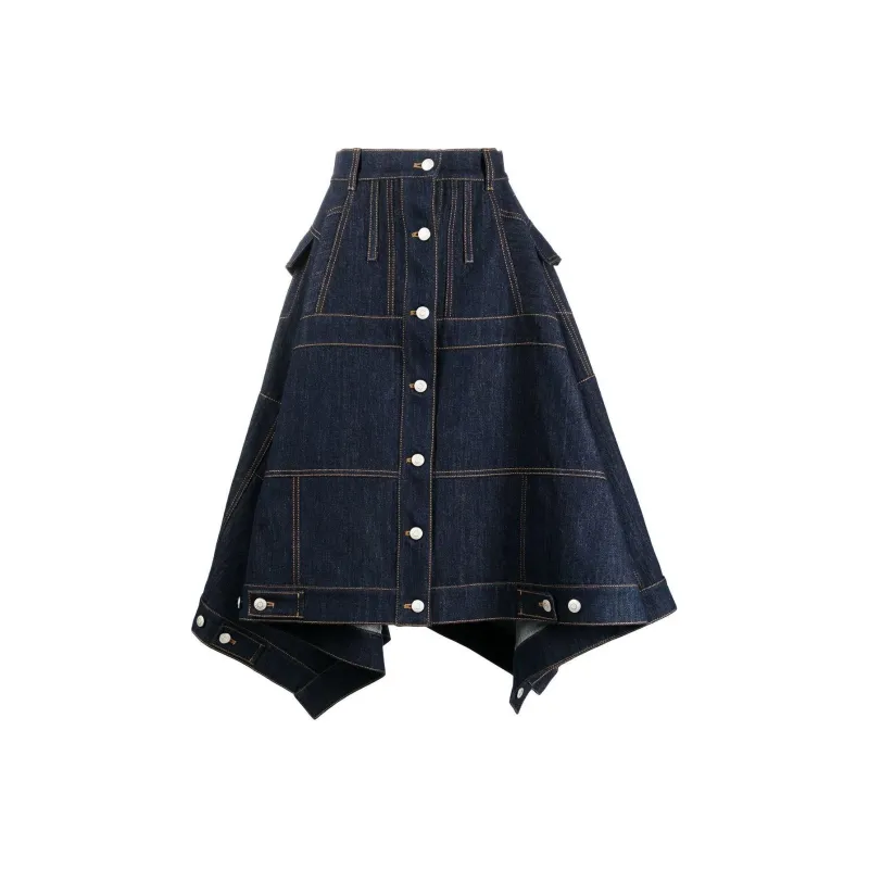 Alexander McQueen Denim Long Skirts Women's Blue-0
