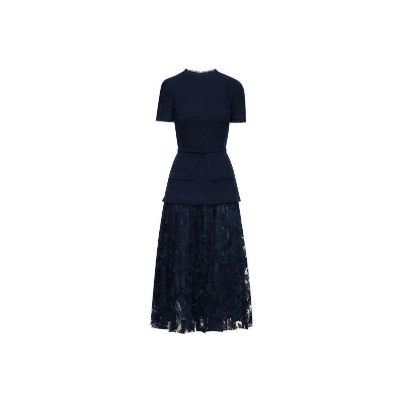 OSCAR DE LA RENTA SS24 Short-Sleeved Dresses Women's Navy-0