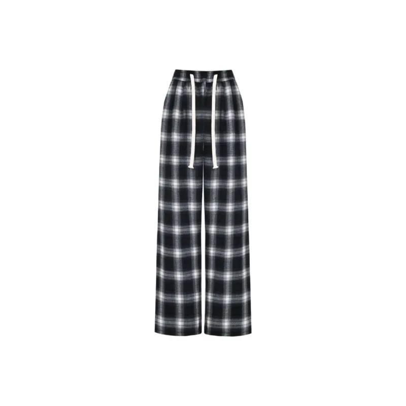Kazakhstan Casual Pants Women's Black Plaid-0
