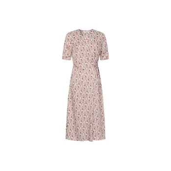 JZ. ANNAKRO Short Sleeved Dress Women's Flower Orange Red