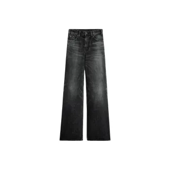CELINE Flared Surf Jeans In Black Ice Rinse Denim
