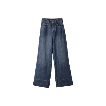 Fstudio Korean Style Petite Thin Vintage Commute Slimming Jeans Women's Blue