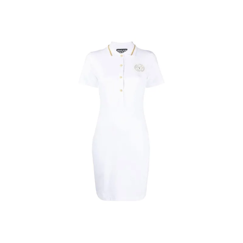 VERSACE JEANS COUTURE Short Sleeved Dresses Women's White-0