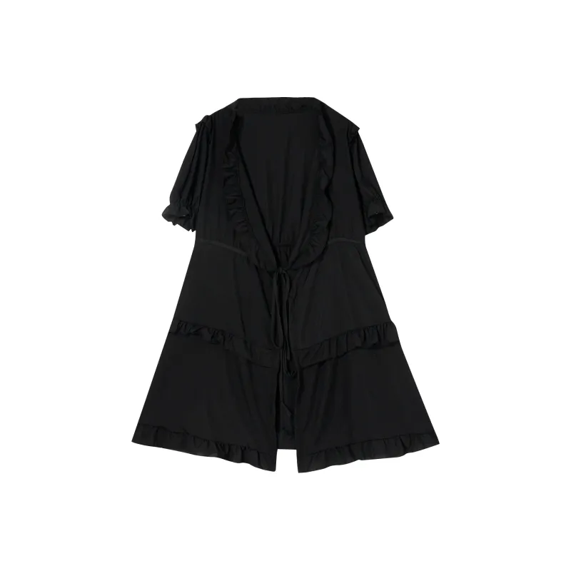QYPRF Short Sleeved Dresses Women's Black-0