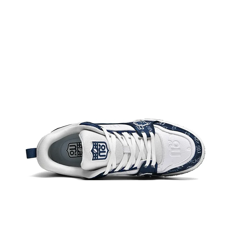 MADALLO Slip Resistant, Abrasion Resistant, Lightweight, Height Increasing Low Top Skateboard Shoes Unisex White Blue-3