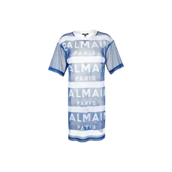 BALMAIN Short-Sleeved Dresses Women's Blue